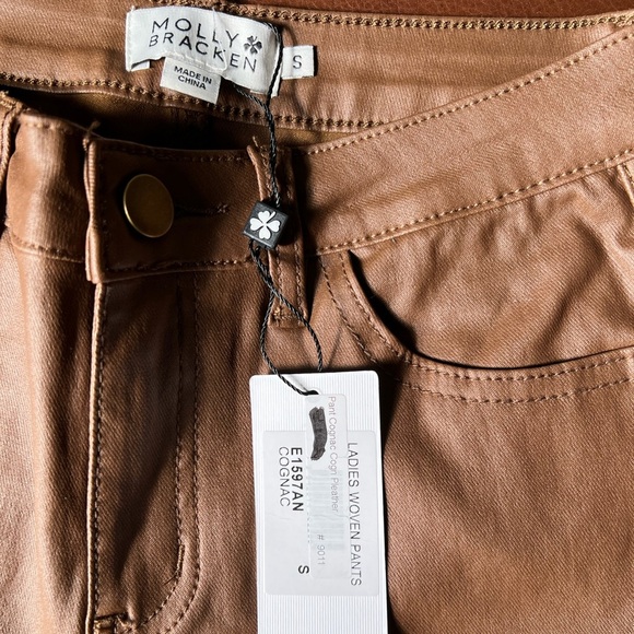 Molly Bracken Cognac Faux Leather Skinny Pants - Picture 8 of 10